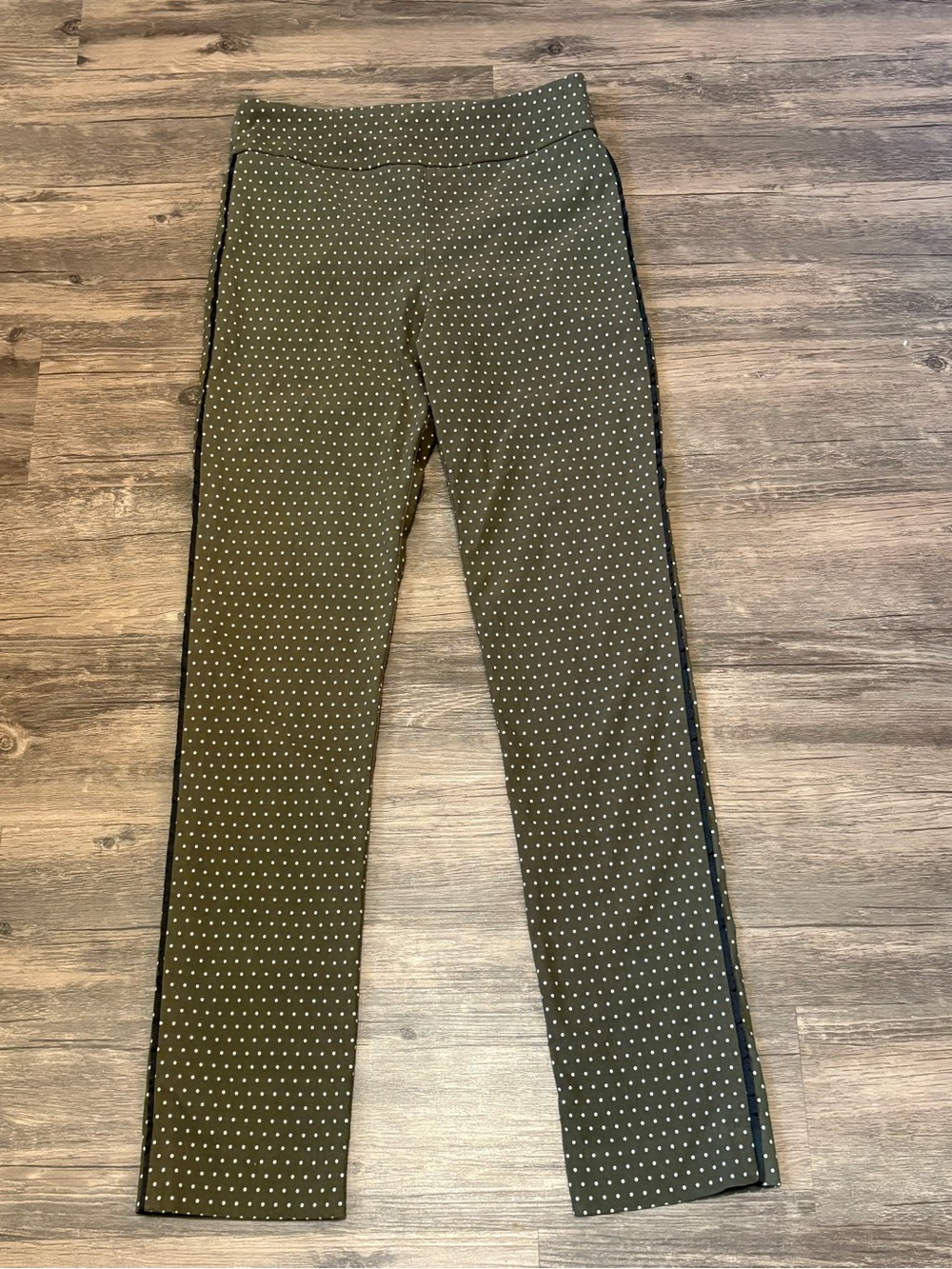 Margaret M Olive Green Polka Dot Top with White Dots